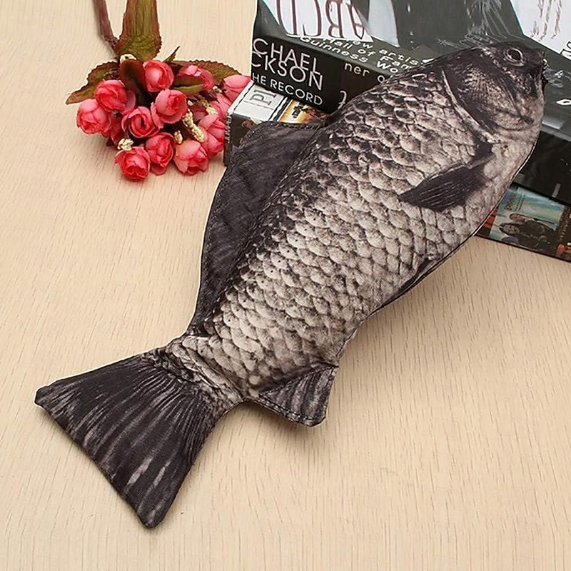 Simulation Fish-Shaped Pencil Case Pencil Bag Waterproof Pencil Bag Fish Coin Purse Novelty Pencil Bag Interesting Pencil Bag Durable Stationery Bag Gift Boys Girls School Office Supplies - Main Image