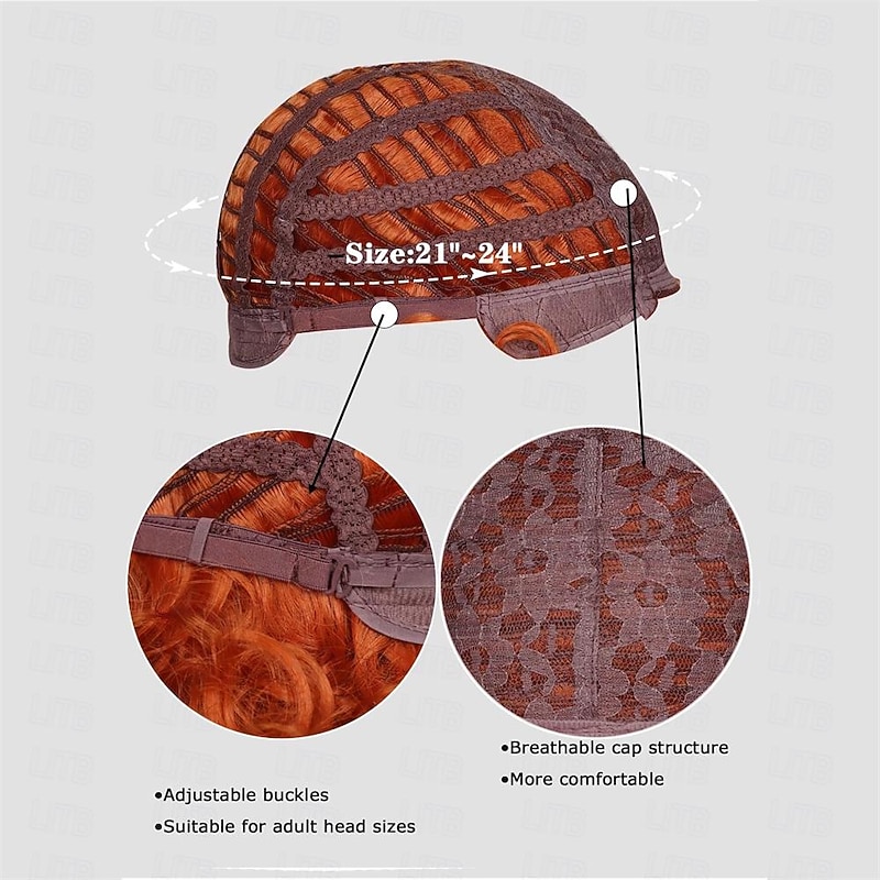 Mrs Roper Short Fluffy Curly Orange Red Cosplay Wig Women Costume for Carnival Halloween Wigs4