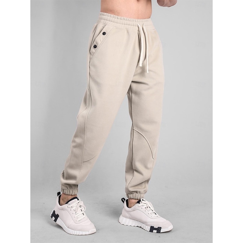 Men's Sweatpants Joggers Trousers Drawstring Elastic Waist Elastic Cuff Plain Comfort Breathable Casual Daily Holiday Sports Fashion Black Khaki2