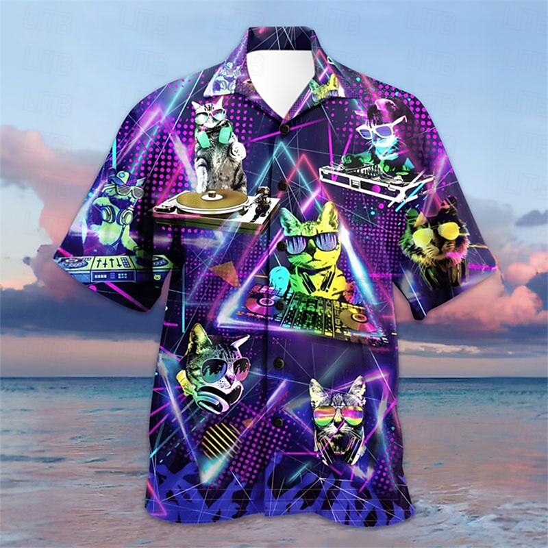 Men's Parrot Summer Hawaiian Shirt Aloha Shirt Short Sleeve Shirt Cuban Collar Vacation Artistic Rock Outdoor Vacation Hawaiian Red Purple S M L2