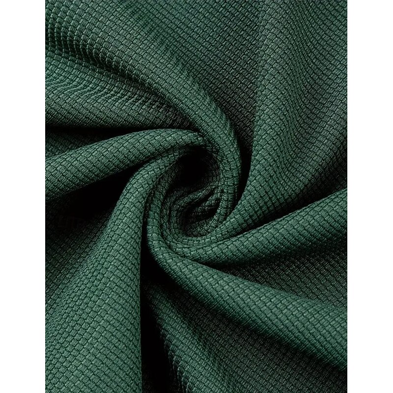 Men's Waffle Polo Shirt Quarter Zip Polo Daily Wear Vacation Lapel Long Sleeve Fashion Comfortable Color Block Patchwork Spring &  Fall Regular Fit Green Waffle Polo Shirt4