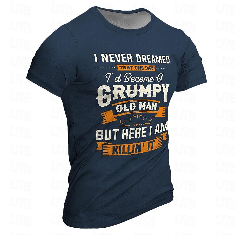 Men's Graphic Old Man Grumpy T Shirt Short Sleeve T shirt 3D Print Crew Neck Shirt Street Style Sports Outdoor Holiday Going out Black Navy Blue Khaki Spring & Summer Clothing Apparel S M L XL 2XL 3XL