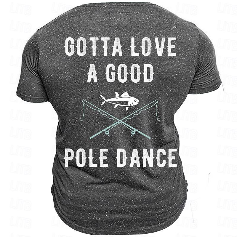 Men's Graphic Gotta Love a Good Pole Dance T Shirt Short Sleeve T shirt 3D Print Crew Neck Shirt Daily Retro Vintage Street Style Sports Outdoor Holiday Going out Blue Army Green Dark Blue Spring - Main Image