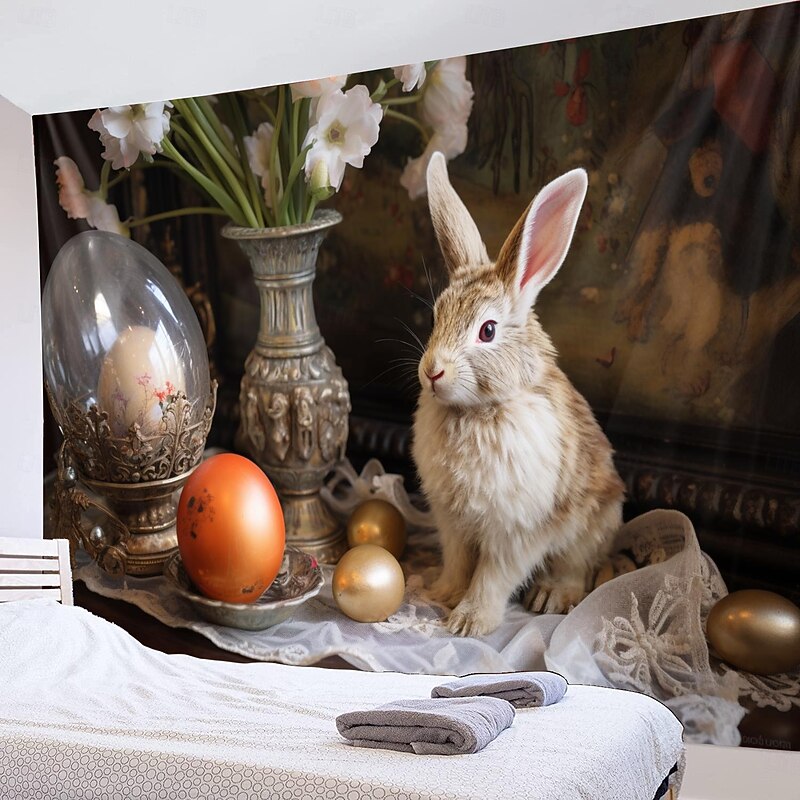 Vintage Bunny Hanging Tapestry Wall Art Large Tapestry Mural Decor Photograph Backdrop Blanket Curtain Home Bedroom Living Room Decoration4