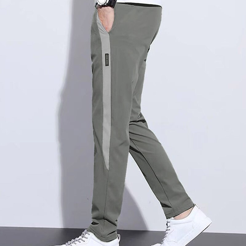 Men's Active Pants Trousers Casual Pants Pocket Drawstring Elastic Waist Color Block Comfort Outdoor Daily Going out Fashion Streetwear Black Green4