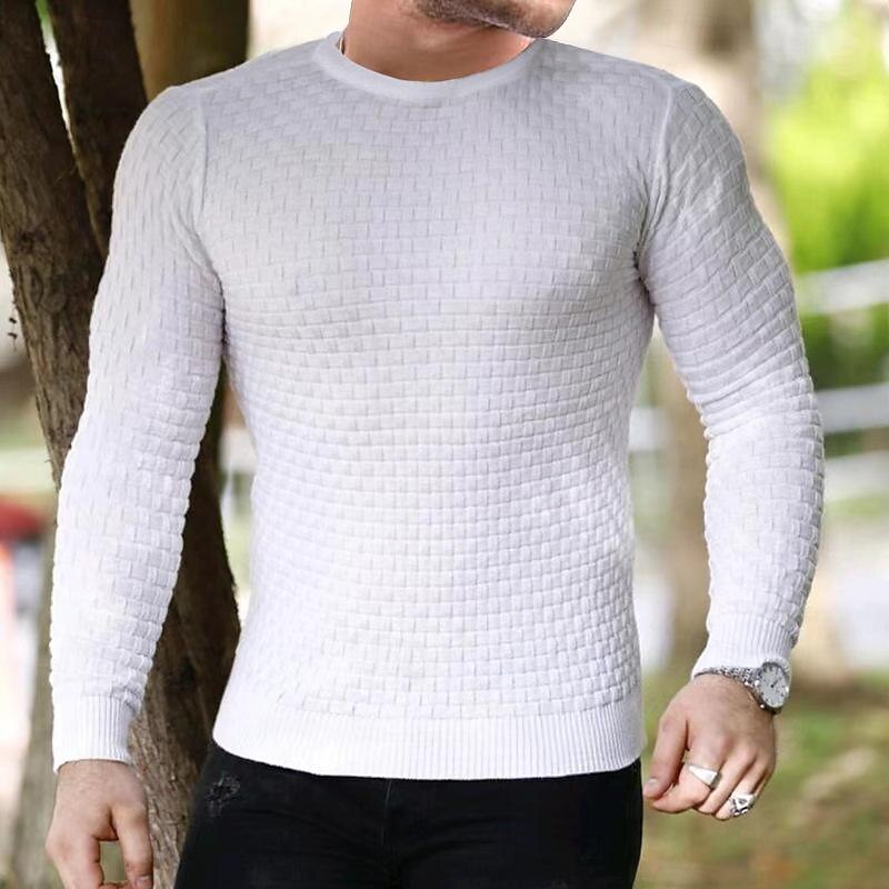 Men's Waffle Tee Waffle Shirt T Shirt Tee Long Sleeve Crew Neck Spring &  Fall Plain Fashion Designer Basic Knit Vacation Street Going out Black White Khaki Top Tee for Men4