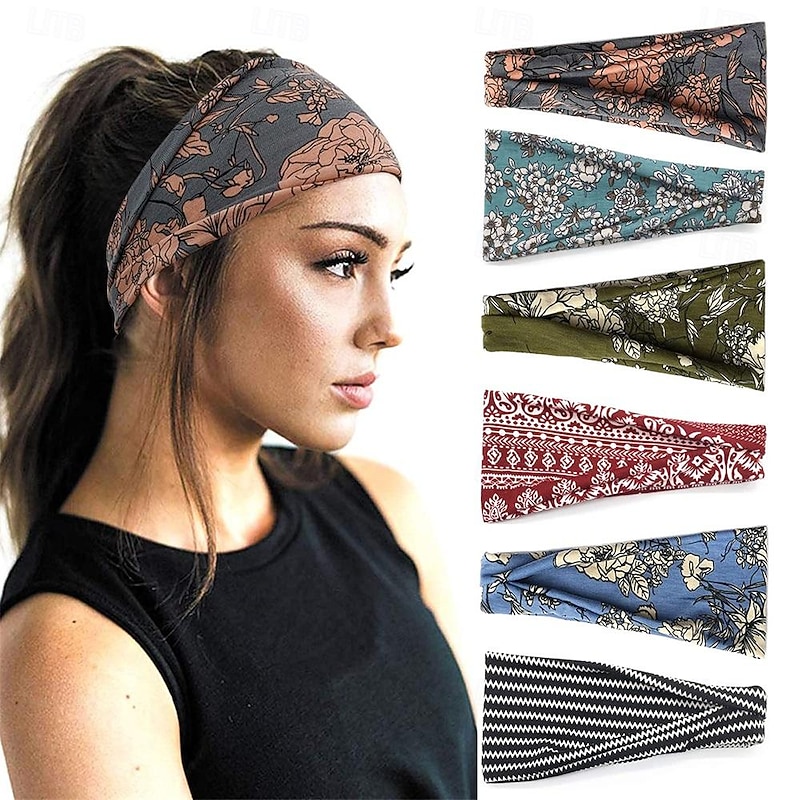 Boho Headbands For Women Fashion Wide Headband Yoga Workout Head Bands Hair Accessories Band - Main Image