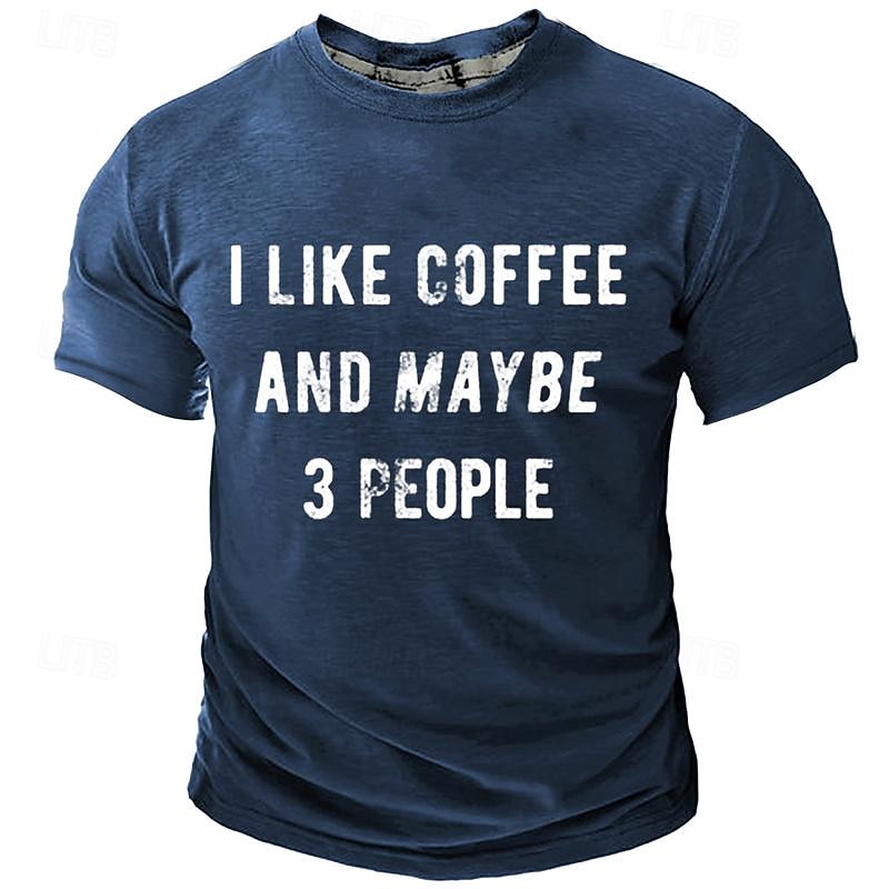 Men's Graphic Letter T Shirt Short Sleeve T shirt 3D Print Crew Neck Shirt Daily Casual Street Style Street Sports Outdoor Holiday Navy Blue Army Green Dark Gray Spring & Summer Clothing Apparel S M