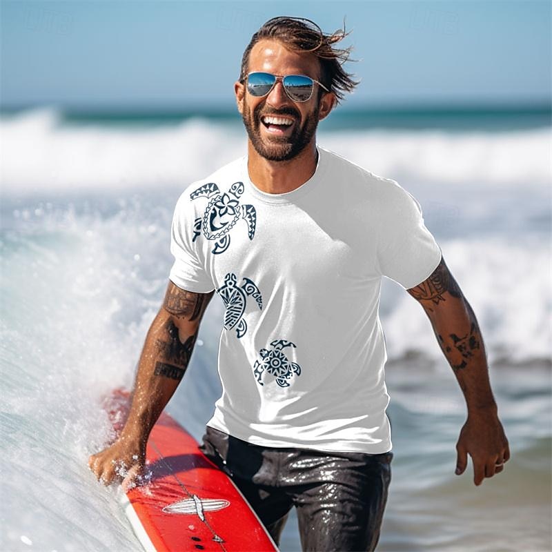 Men's Graphic Animal Turtles T Shirt Short Sleeve T shirt 3D Print Crew Neck Shirt Fashion Daily Casual Vacation Sports Outdoor Holiday Black White Pink Spring & Summer Clothing Apparel S M L XL 2XL