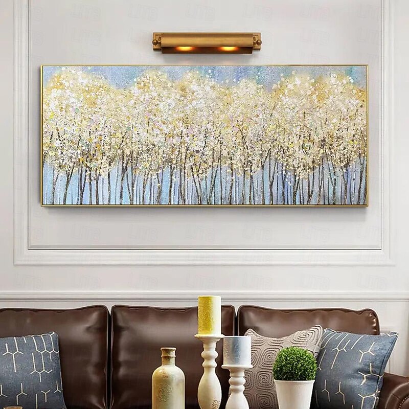 Oil Painting hand painted  Tree forest Painting on Canvas handmade Large Abstract Gold Big Golden blue Landscape Acrylic Oil Painting Modern artwork for Living Room Wall Art Decor2
