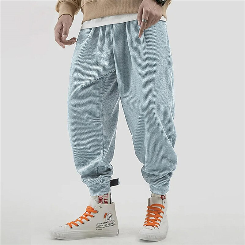 Men's Dress Pants Joggers Corduroy Pants Trousers Pocket Plain Comfort Breathable Casual Daily Holiday Sports Fashion Navy Blue Blue2