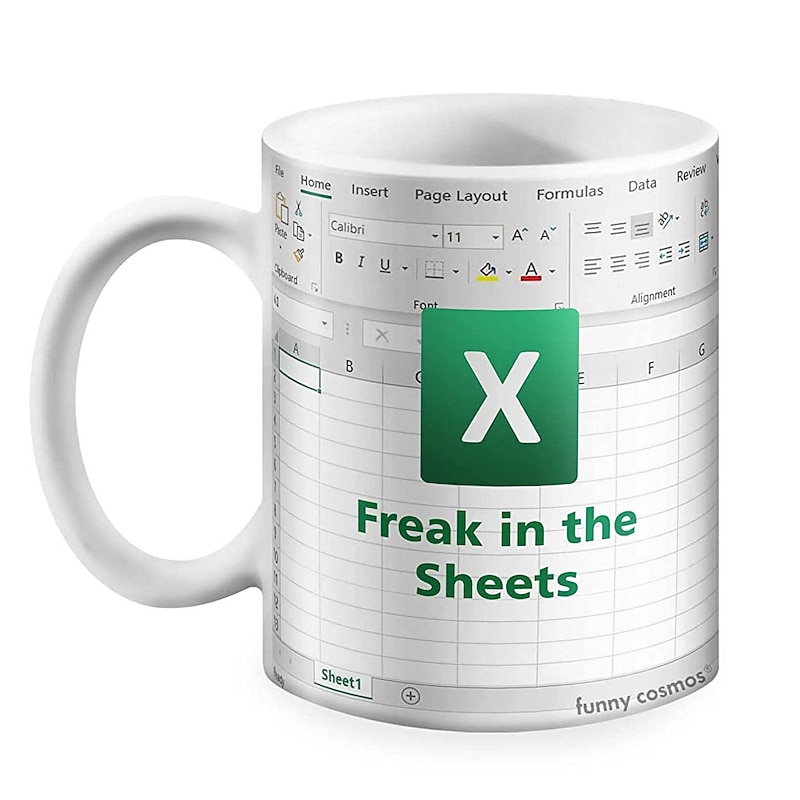 Excel Coffee Mug, Funny Gifts for Women Men Freak In The Sheets Mug Gifts for Boss CPA Friend Coworkers Accountant White Ceramic Office Mug 11.8 oz2
