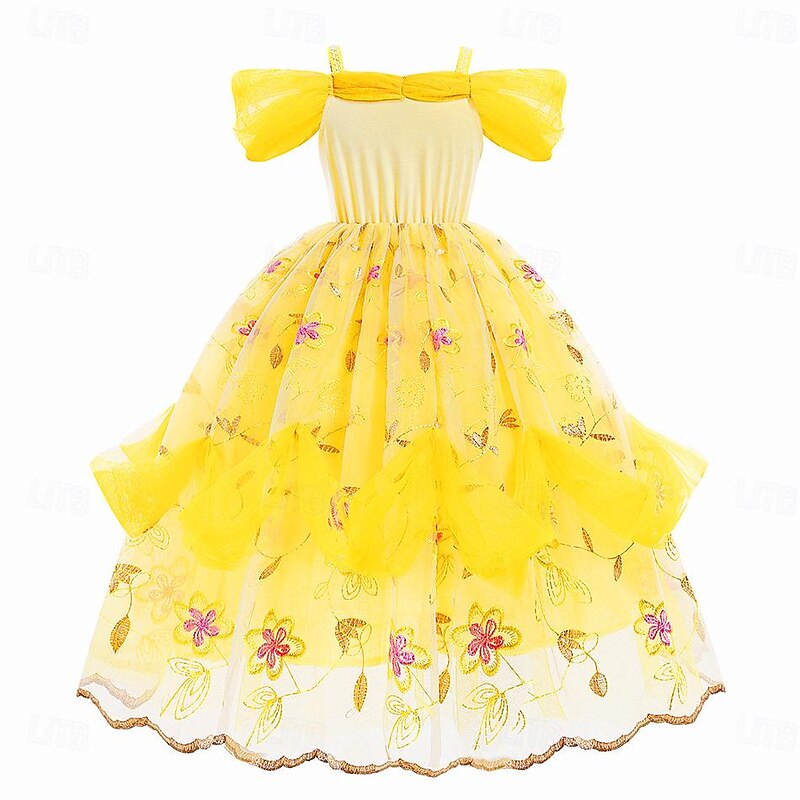 Beauty and the Beast Princess Belle Dress Flower Girl Dress Cute Movie Cosplay for Girls' Kid's Children's Day Wedding Wedding Guest4