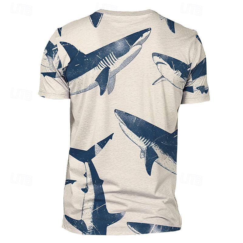 Men's Graphic Animal Shark T Shirt Short Sleeve T shirt 3D Print Crew Neck Shirt Vacation Designer Casual Sports Outdoor Holiday Going out Yellow Pink Blue Spring & Summer Clothing Apparel S M L XL2
