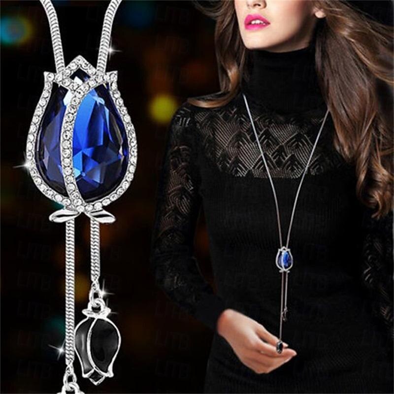 Korean Version Of Autumn And Winter Crystal Sweater Chain Necklace Wholesale High-end Women's Long Chain Versatile Tassel Pearl Pendant With Accessories4