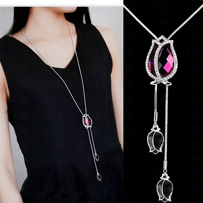 Korean Version Of Autumn And Winter Crystal Sweater Chain Necklace Wholesale High-end Women's Long Chain Versatile Tassel Pearl Pendant With Accessories3