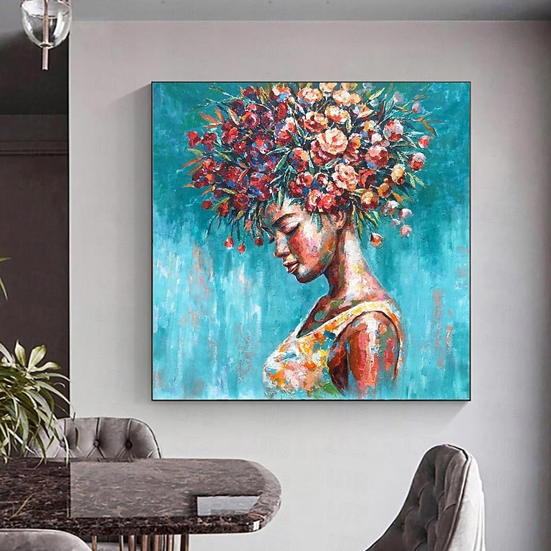 Handmade Oil Painting Canvas Wall Art Decoration Figure Portrait Girl Flower Fairy  for Home Decor Rolled Frameless Unstretched Painting3
