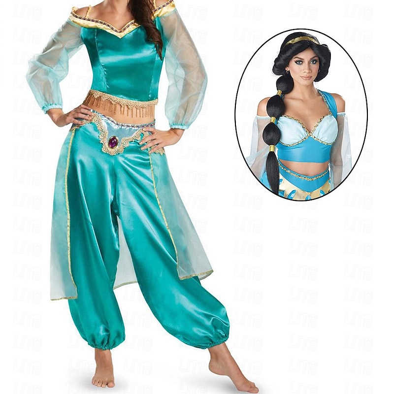 Princess Jasmine Belly Dance Costume Adults' Women's Sexy Costume Carnival Party Halloween Carnival Easy Halloween Costumes With Costume Wig