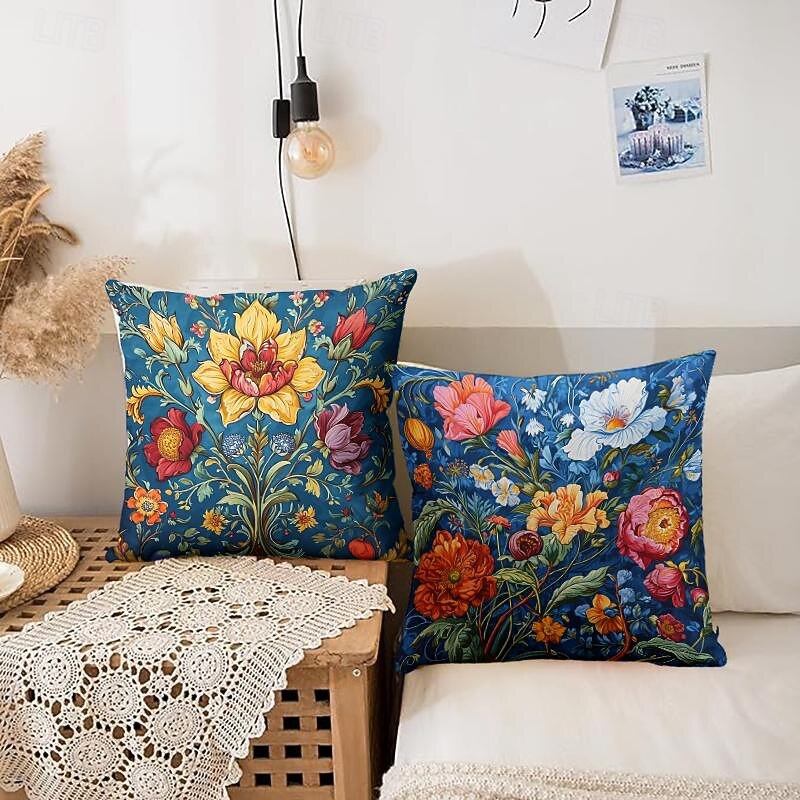 Vintage Flowers 1PC Throw Pillow Covers Multiple Size Coastal Outdoor Decorative Pillows Soft Cushion Cases for Couch Sofa Bed Home Decor3