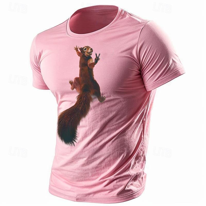 Men's Graphic Animal Squirrel T Shirt Tee Funny T Shirts Tee Top Short Sleeve Shirt Round Neck Daily Holiday 3D Print Black White Wine Army Green Print Clothing Apparel Streetwear Exaggerated