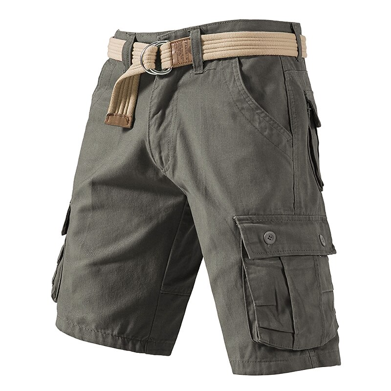 Men's Cargo Shorts Shorts Hiking Shorts Leg Drawstring Multi Pocket Plain Wearable Knee Length Casual Daily Holiday Sports Fashion Army Yellow Grass Green