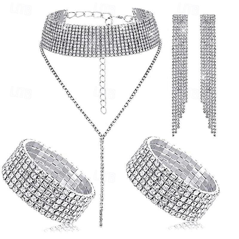 Bride Jewelry Set Full of Diamond Claw Chains Tassel Earrings Left And Right Hand Chains Neck Chains Handheld Bag3