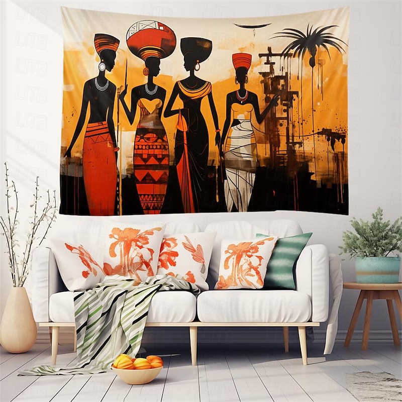 African Folk Art Hanging Tapestry Wall Art Large Tapestry Mural Decor Photograph Backdrop Blanket Curtain Home Bedroom Living Room Decoration2