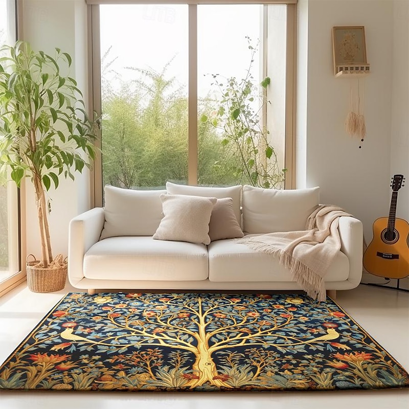 Inspired by William Morris Area Rug Kitchen Mat Non-Slip Oil Proof Floor Mat Livingroom Rug Indoor Outdoor Mat Bedroom Decor Bathroom Mat Entrance Rug Door Mat Bird Tree of Life2
