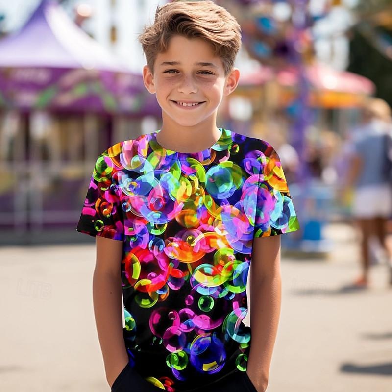 Boys 3D Geometric Tee Shirt Short Sleeve 3D Print Summer Active Sports Fashion Polyester Kids 3-12 Years Crew Neck Outdoor Casual Daily Regular Fit2