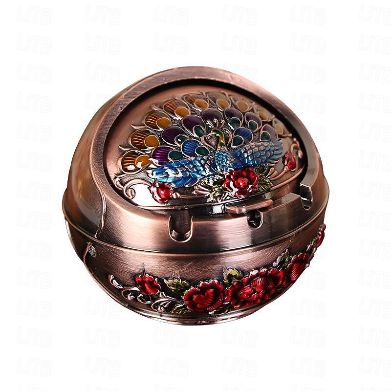 Ball-shaped Peacock Ashtray - Mini Metal Crafts Ashtray Gift - Suitable For Outdoor Indoor Decor3