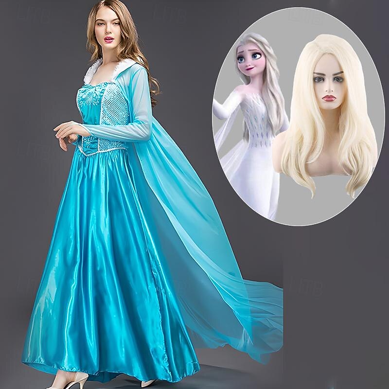 Princess Fairytale Elsa Dress Cosplay Costume Adults' Women's Female Vacation Dress Christmas Carnival Easy Halloween Costumes With Costume Wigs