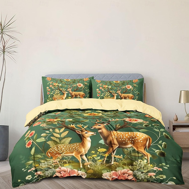Forest Fawn Pattern Duvet Cover Set Set Soft 3-Piece Luxury Cotton Bedding Set Home Decor Gift King Queen Duvet Cover2