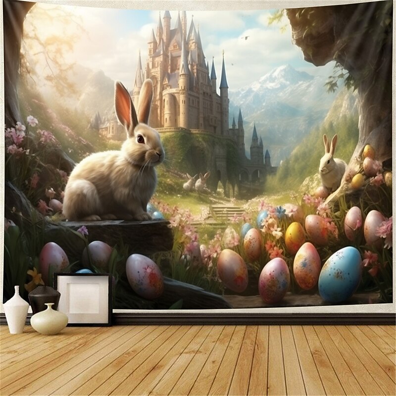 Rabbit Castle Hanging Tapestry Wall Art Large Tapestry Mural Decor Photograph Backdrop Blanket Curtain Home Bedroom Living Room Decoration 6