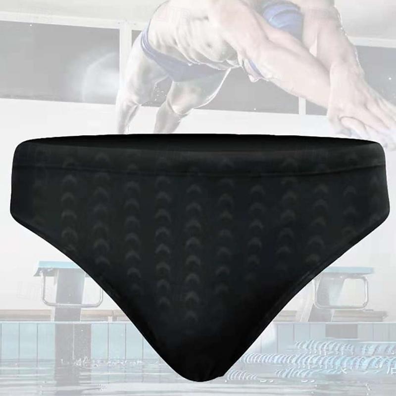 Men's Swim Shorts Beach Shorts Swim Briefs Vacation Summer Beach Swimming Soft Comfortable Drawstring Elastic Waist Plain Short Gymnatics Casual Activewear Black Dark Blue Low Waist2