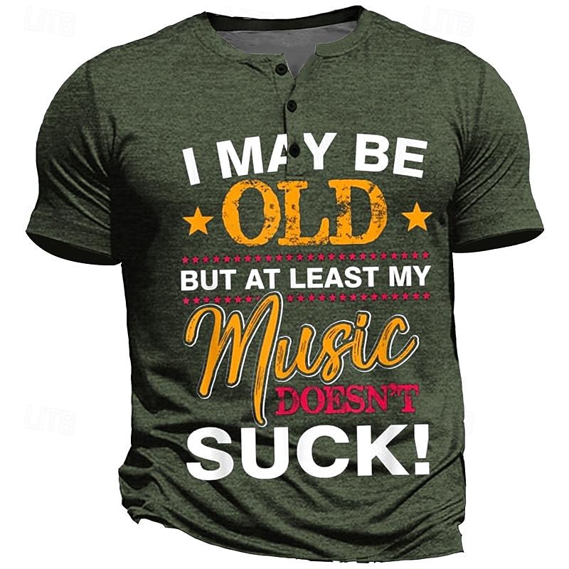 Men's Humorous Music Graphic T-Shirt - 'I May Be Old But At Least My Music Doesn't Suck' Short Sleeve Tee