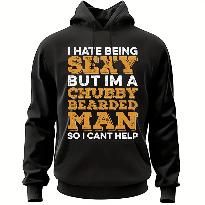 Valentine's Day Men's Graphic Letter Hoodie Hoodies Sweatshirt Fashion Daily Long Sleeve Hooded Vacation Sports Outdoor Holiday Black Navy Blue Print Front Pocket Spring &  Fall Designer3