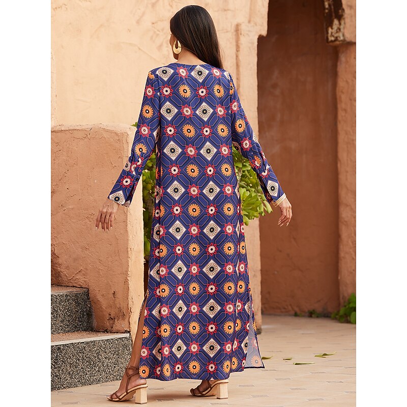 Floral Print Crewneck Casual Dress2