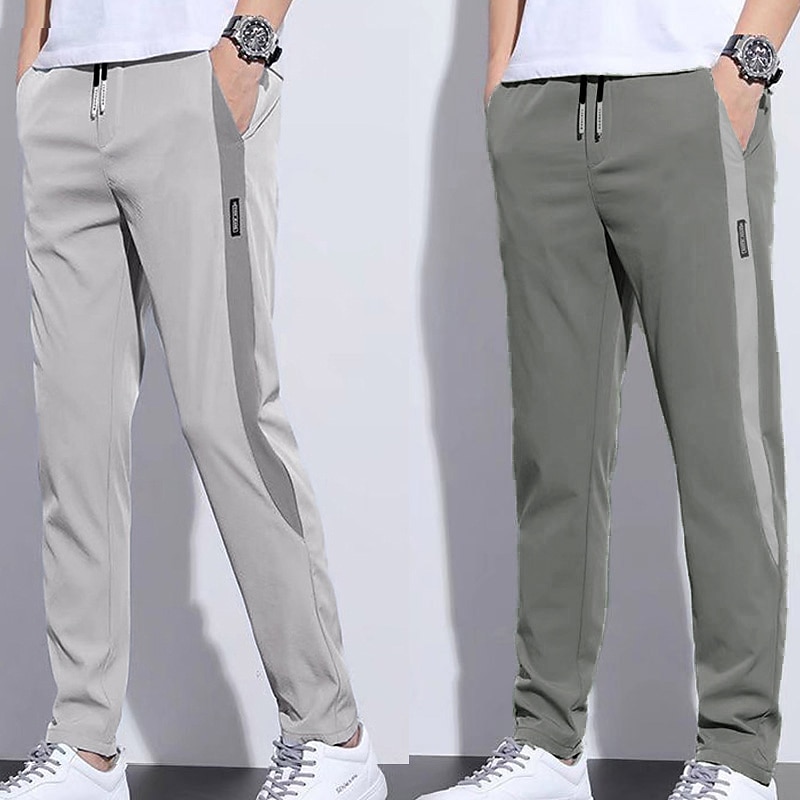 Men's Active Pants Trousers Casual Pants Pocket Drawstring Elastic Waist Color Block Comfort Outdoor Daily Going out Fashion Streetwear Black Green