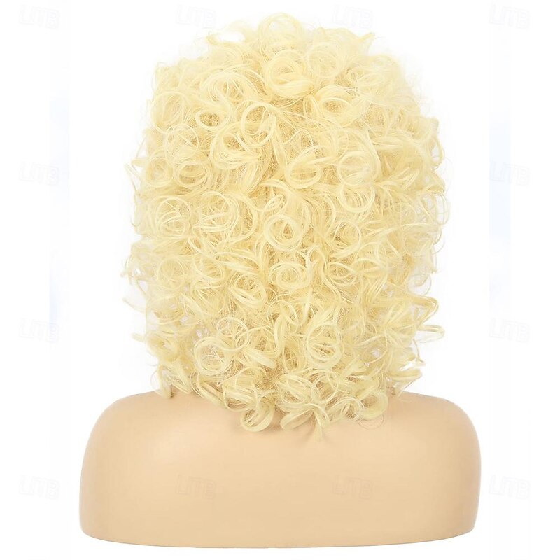 Adult Women Long Curly Wavy Blonde Wig 70s 80s Rocker Star Carnival Cosplay Costume Anime Wig Halloween Wigs3