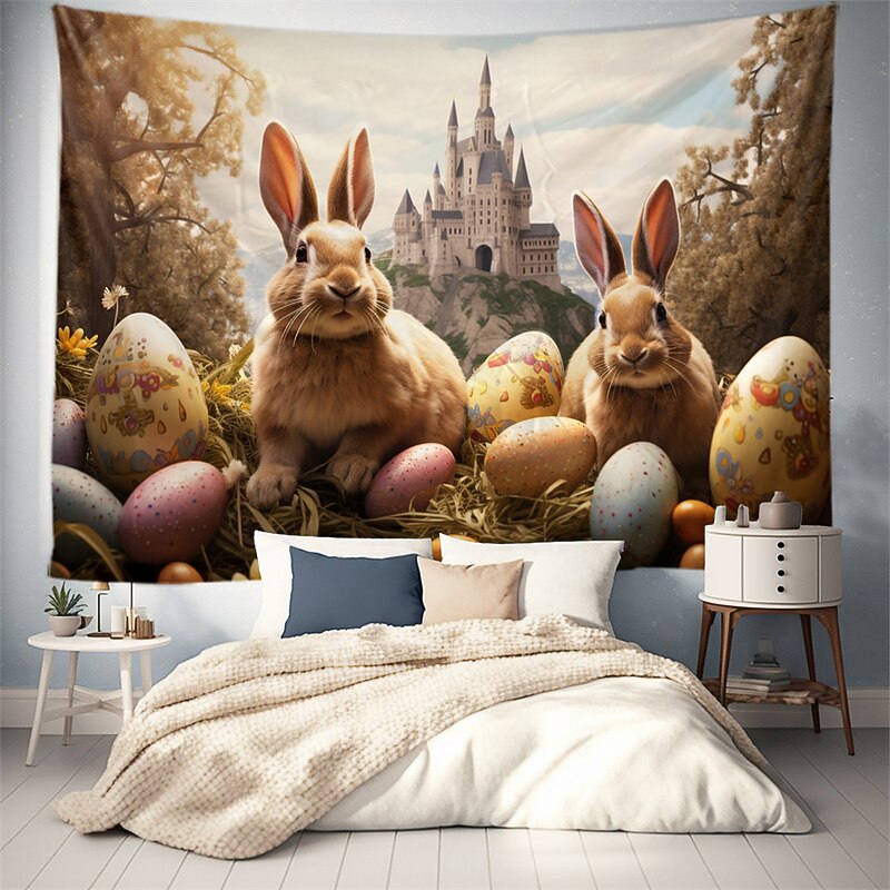 Rabbit Castle Hanging Tapestry Wall Art Large Tapestry Mural Decor Photograph Backdrop Blanket Curtain Home Bedroom Living Room Decoration 10