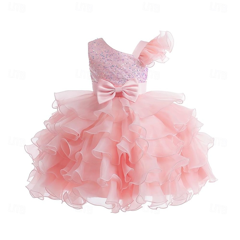 Girls Pageant Party Dress Ruffle Flower Kids Wedding Ball Gown Sequin Formal Princess Dress 4-9 Years For Wedding Guest