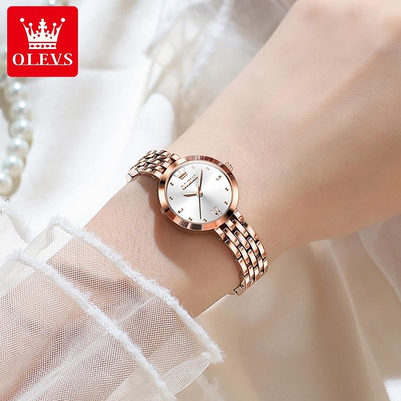 OLEVS Women Quartz Watch Minimalist Fashion Casual Wristwatch Waterproof Decoration Stainless Steel Watch4