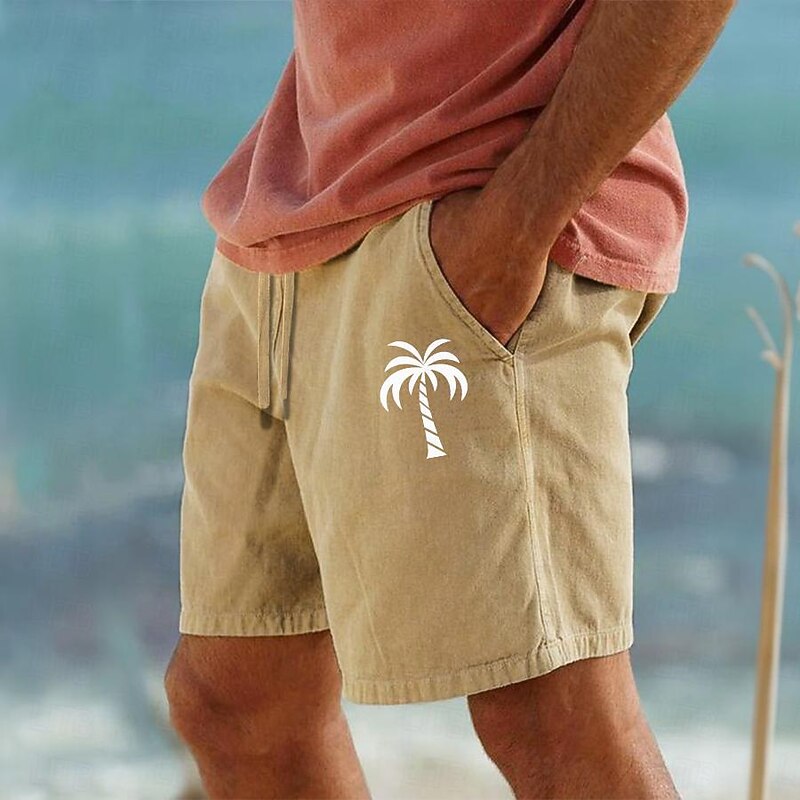 Men's Coconut Tree Shorts Summer Shorts Beach Shorts Mid Waist Streetwear Hawaiian Designer Casual Daily Holiday Drawstring Elastic Waist Print Designer Clothing Apparel