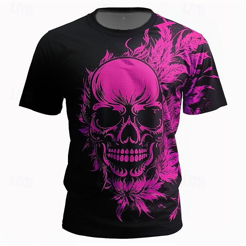 Men's Graphic Flame Skulls T Shirt Short Sleeve T shirt 3D Print Crew Neck Shirt Daily Designer Retro Vintage Sports Outdoor Holiday Going out Yellow Blue Red Spring & Summer Clothing Apparel S M L3