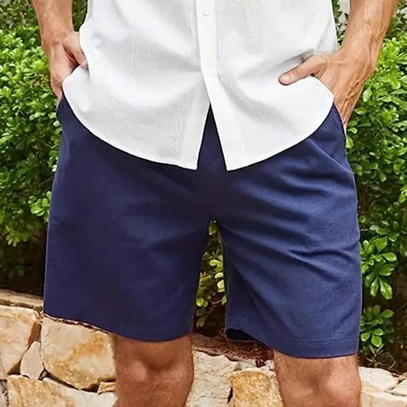 Men's Board Shorts Casual Shorts Drawstring Elastic Waist Plain Breathable Soft Casual Weekend Fashion Streetwear White Blue Micro-elastic4