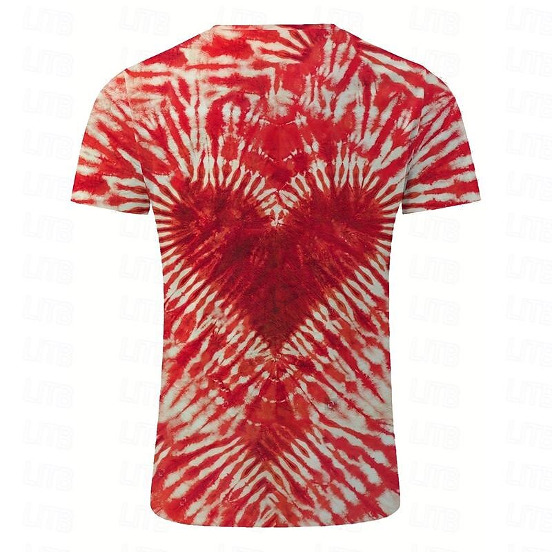 Valentine's Day Men's Heart Graphic Tie Dye T Shirt Short Sleeve T shirt 3D Print Crew Neck Shirt Daily Designer Casual Valentine's Day Holiday Going out Pink Red Purple Spring & Summer Clothing4