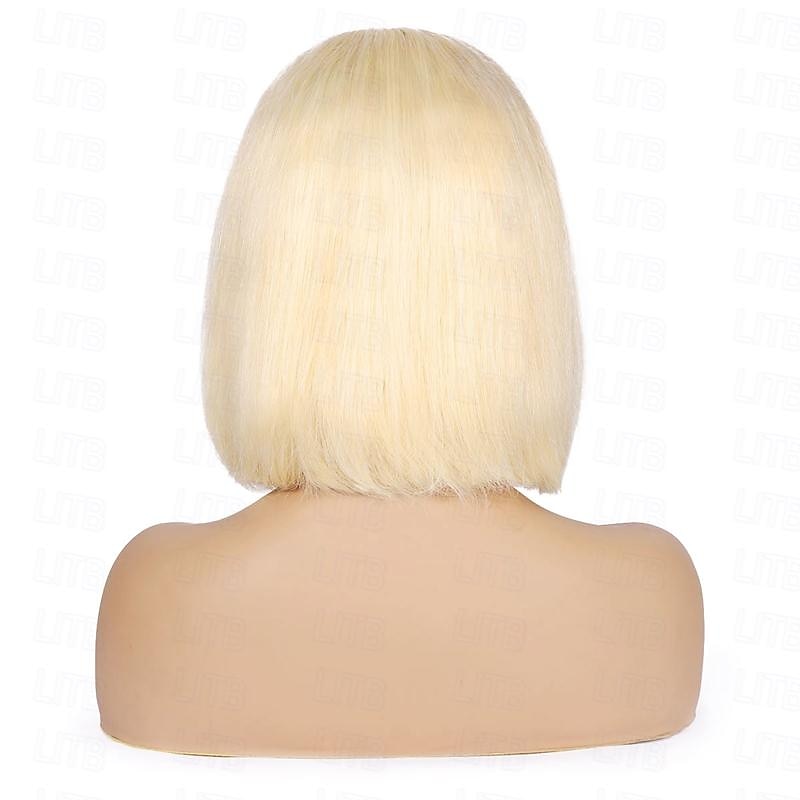 613# Honey Blonde Color Straight Short Bob Wig 13x4x1 Lace Front Human Hair Wigs for Black Women2