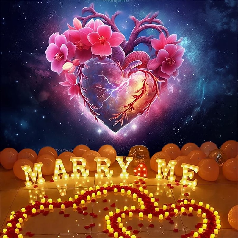 Valentine Floral Heart Hanging Tapestry Wall Art Large Tapestry Mural Decor Photograph Backdrop Blanket Curtain Home Bedroom Living Room Decoration4