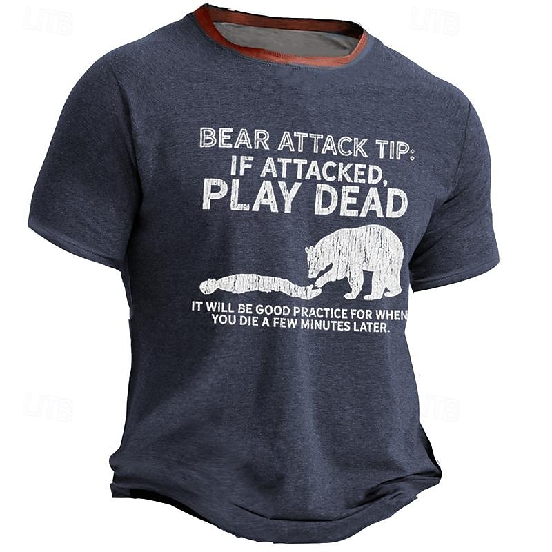 Men's Graphic Bear Letter T Shirt Short Sleeve T shirt 3D Print Crew Neck Shirt Daily Designer Retro Vintage Sports Outdoor Holiday Going out Navy Blue Army Green Dark Blue Spring & Summer Clothing2