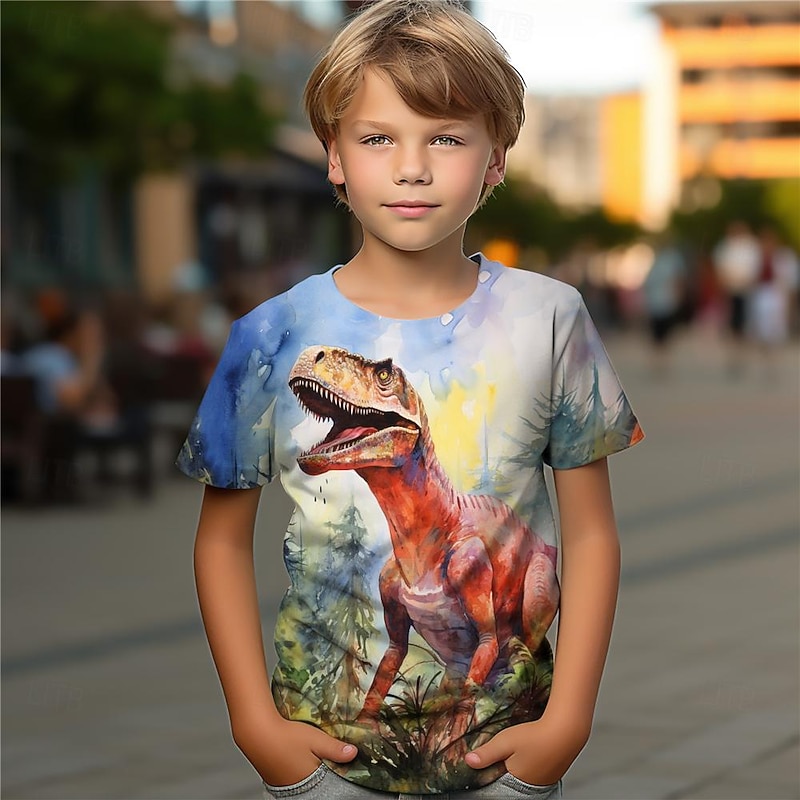 Boys 3D Dinosaur Tee Shirts Short Sleeve 3D Print Summer Active Sports Fashion Polyester Kids 3-12 Years Crew Neck Outdoor Casual Daily Regular Fit4